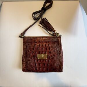 Brahmin Brown Crocodile Embossed Crossbody Bag